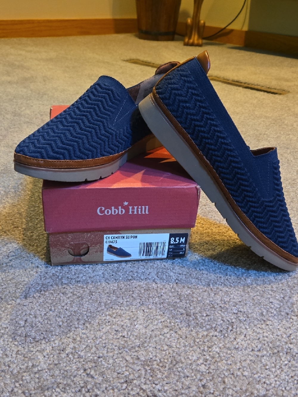 Rockport Cobb Hill Women’s Camryn Navy Woven Slip-On Loafers 8.5m